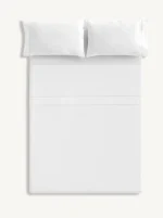 Juego de sábanas CHATERLY Blanco Liso de algodón para cama 150 cm – Clara Vidal
