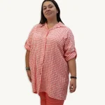 Conjunto Chic Coral – Camisa Vichy y Pantalón Elástico