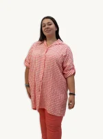 Conjunto Chic Coral – Camisa Vichy y Pantalón Elástico