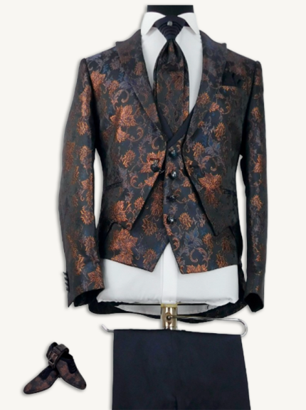 traje de boda novio whisper azul marino y dorado