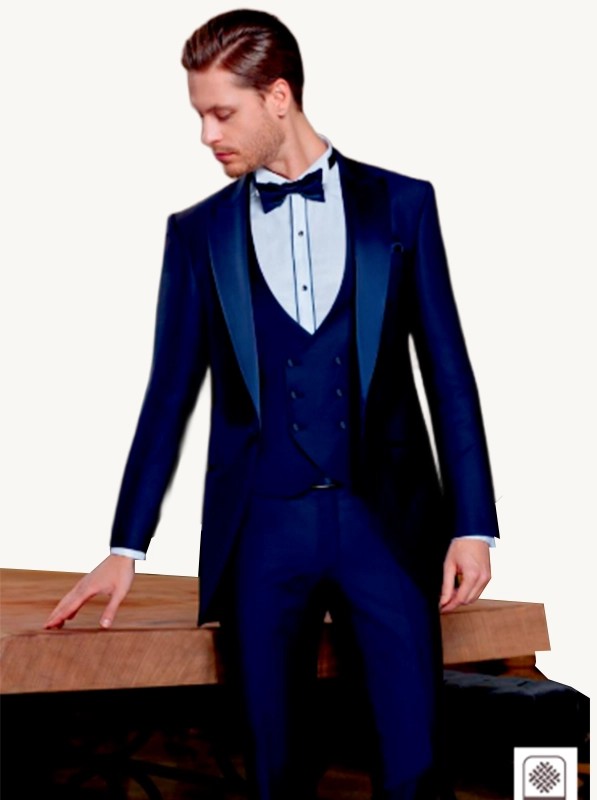 traje de boda novio James 1 Traje de Boda Novio James Azul Marino - Elegante Conjunto Completo con Efecto Satinado - Imagen 1