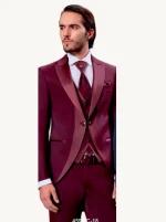 Traje de Boda Novio Adam – Elegancia Granate en diferentes texturas - Imagen 2