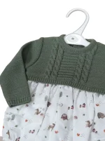 Conjunto Ranita Bebé Algodón y Lanita Punto Trenzado + Capota - Imagen 2