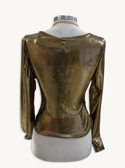 BLUSA de fiesta dorada escote cruzado 2