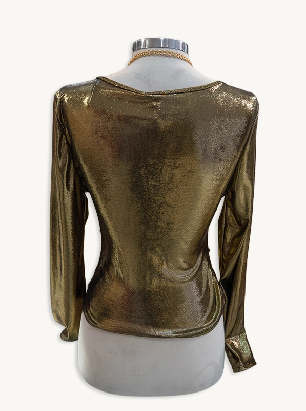 BLUSA de fiesta dorada escote cruzado 2