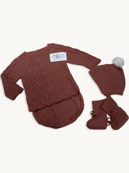 traje de lanita burdeos 6 meses