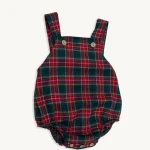 Ranita de Bebé de Cuadros Rojos y Verdes - Mono de Navidad 3 a 24 Meses