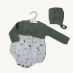 Conjunto Ranita Bebé Algodón y Lanita Punto Trenzado + Capota
