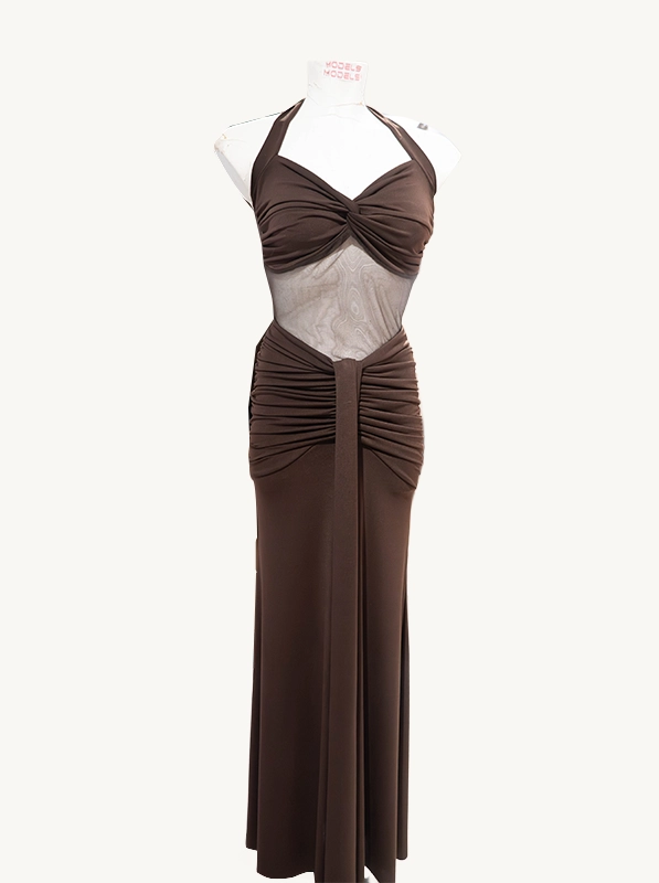 vestido de fiesta navidad fruncido trasparencias 1