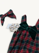Ranita Bebé Navidad Tartán Rojo y Verde | Conjunto Bebé Cuadros Lazo - Imagen 2