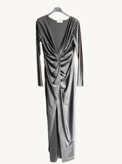 Vestido de fiesta largo satén negro