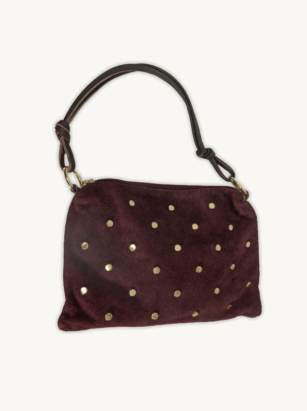 Bolso de antelina pequeño con tachuelas