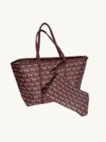 Bolso Grande Estampado Shopper con Cartera a Juego - Beig/Burdeos/Gris - Imagen 5