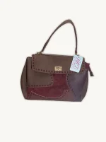 Bolso Grande Patchwork Antelina y Piel | Burdeos y Marrón | Estilo Versátil - Imagen 4