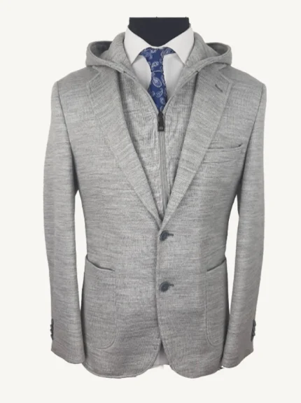 abrigo de hombre corto gris
