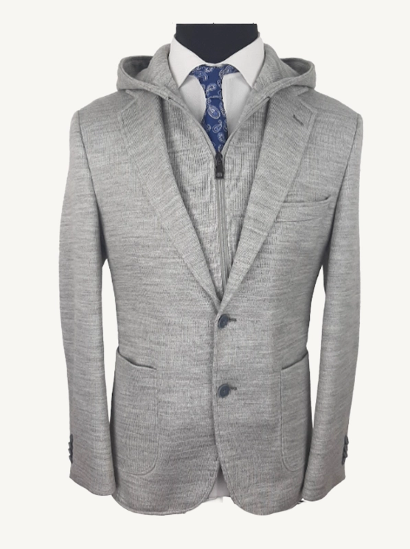 abrigo de hombre corto gris