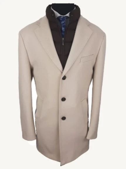 abrigo de hombre corto beige