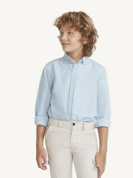 camisa azul de vestir niño
