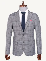 chaqueta americana de cuadros clásica gris