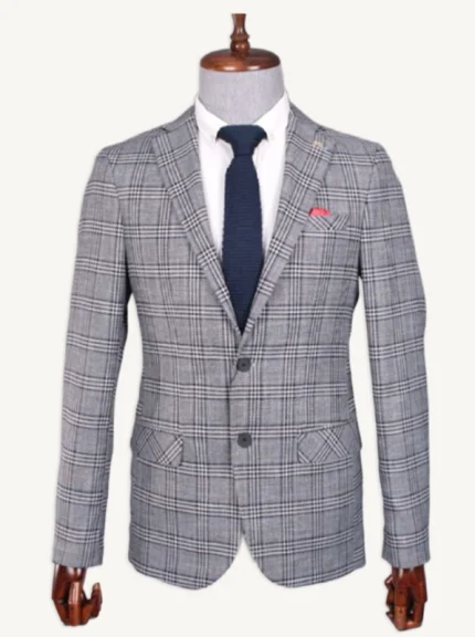 chaqueta americana de cuadros clásica gris