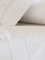 Juego de sábanas CAROLA algodón blanco bordado - Imagen 2
