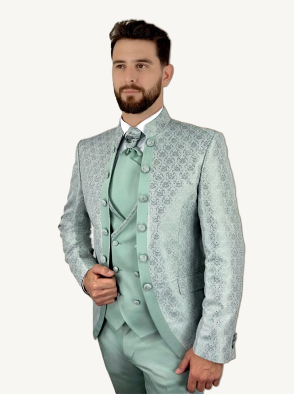 traje de boda novio verde