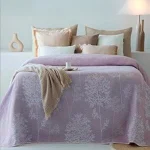 Colcha de verano piqué reversible floral malva 1