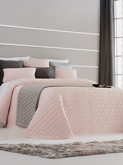 colcha bouti terciopelo rosa reversible 150