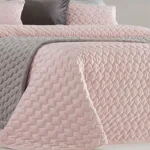 colcha bouti terciopelo rosa reversible 150 detalle 1
