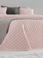 colcha bouti terciopelo rosa reversible 150 detalle 1