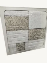 juego de toallas algodón blanco con diseño floral
