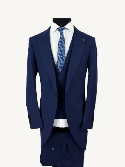 traje chaqué largo hombre azul marino